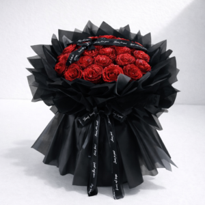 レッドローズ! ラメ入り花束 グリッターライト 赤ローズブーケ