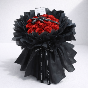 レッドローズ! ラメ入り花束 15本 グリッターライト 赤ローズブーケ